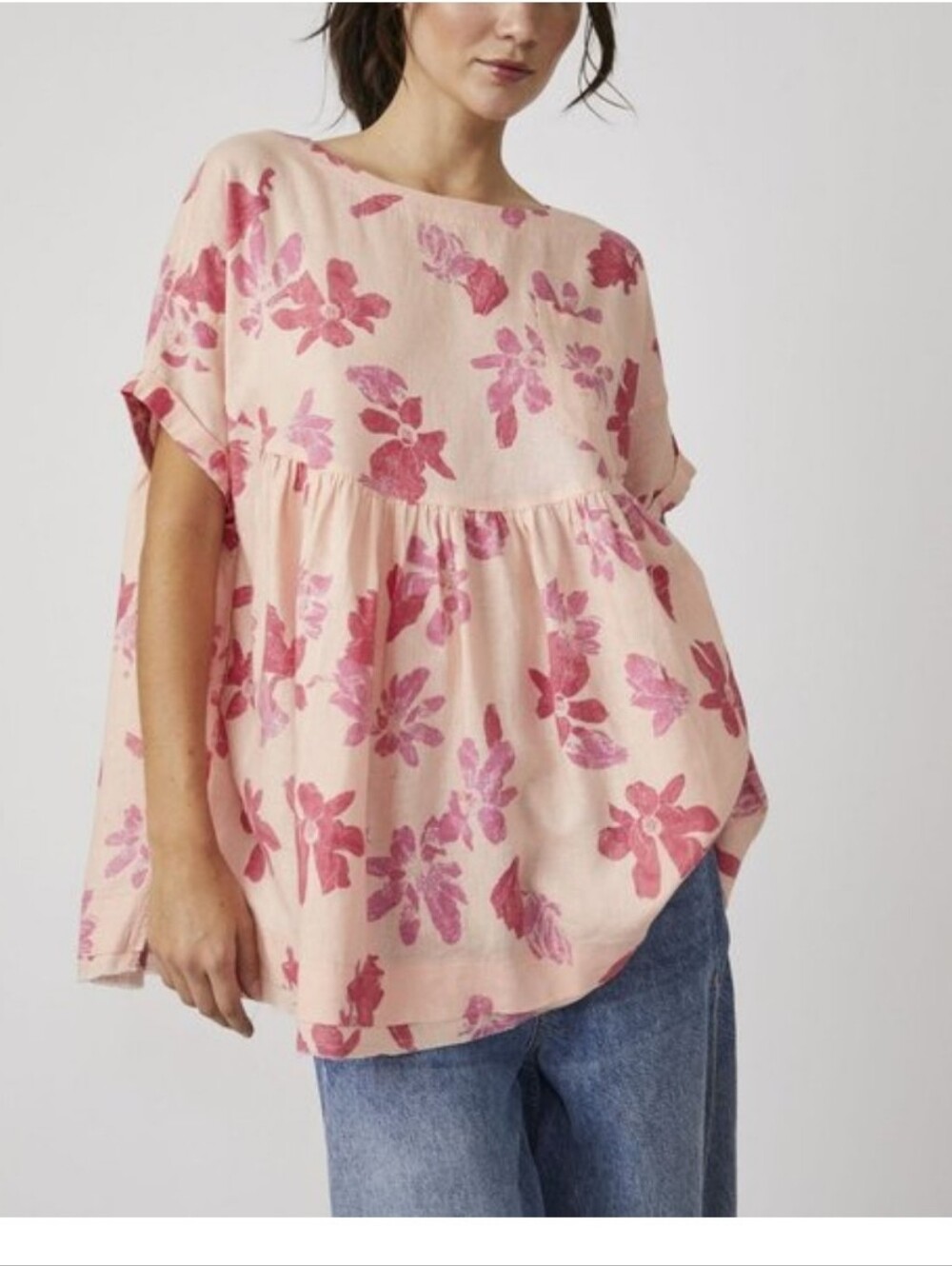 FREE PEOPLE Moon City Printed Top / Peach Combo